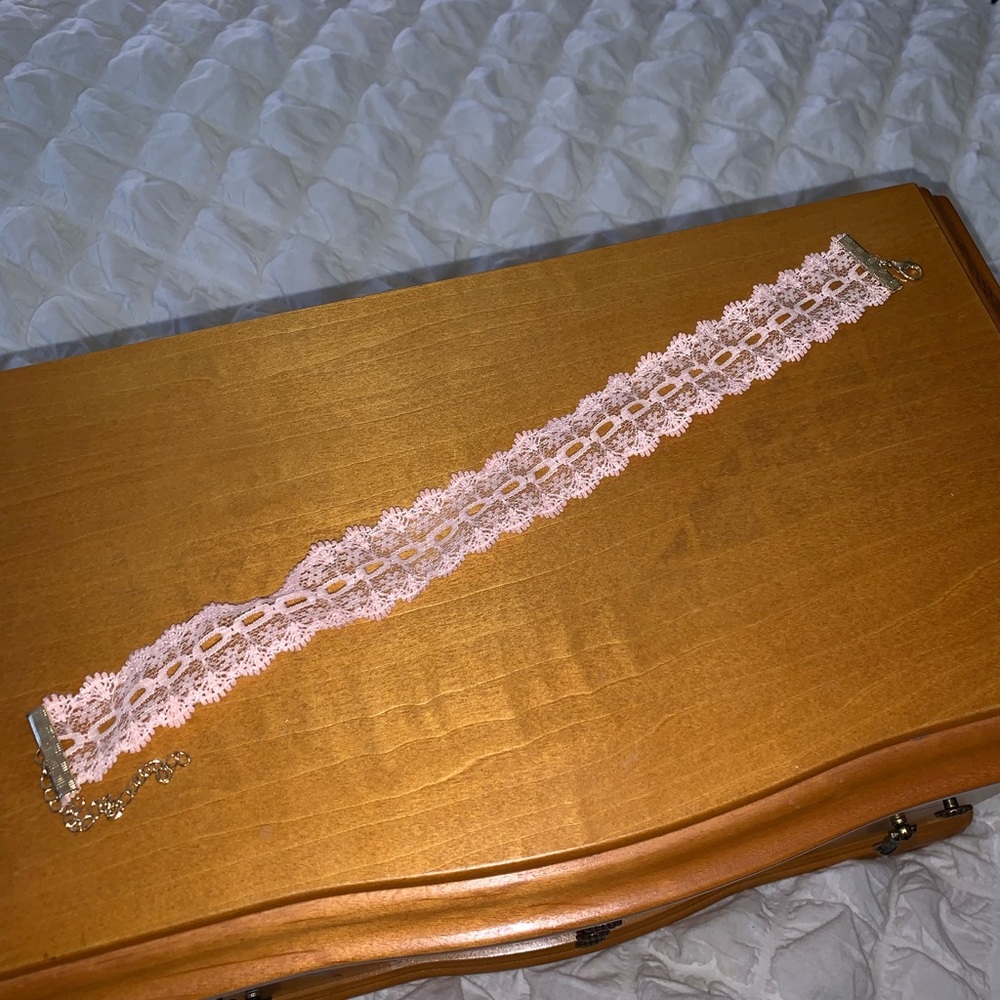 Pink lace choker